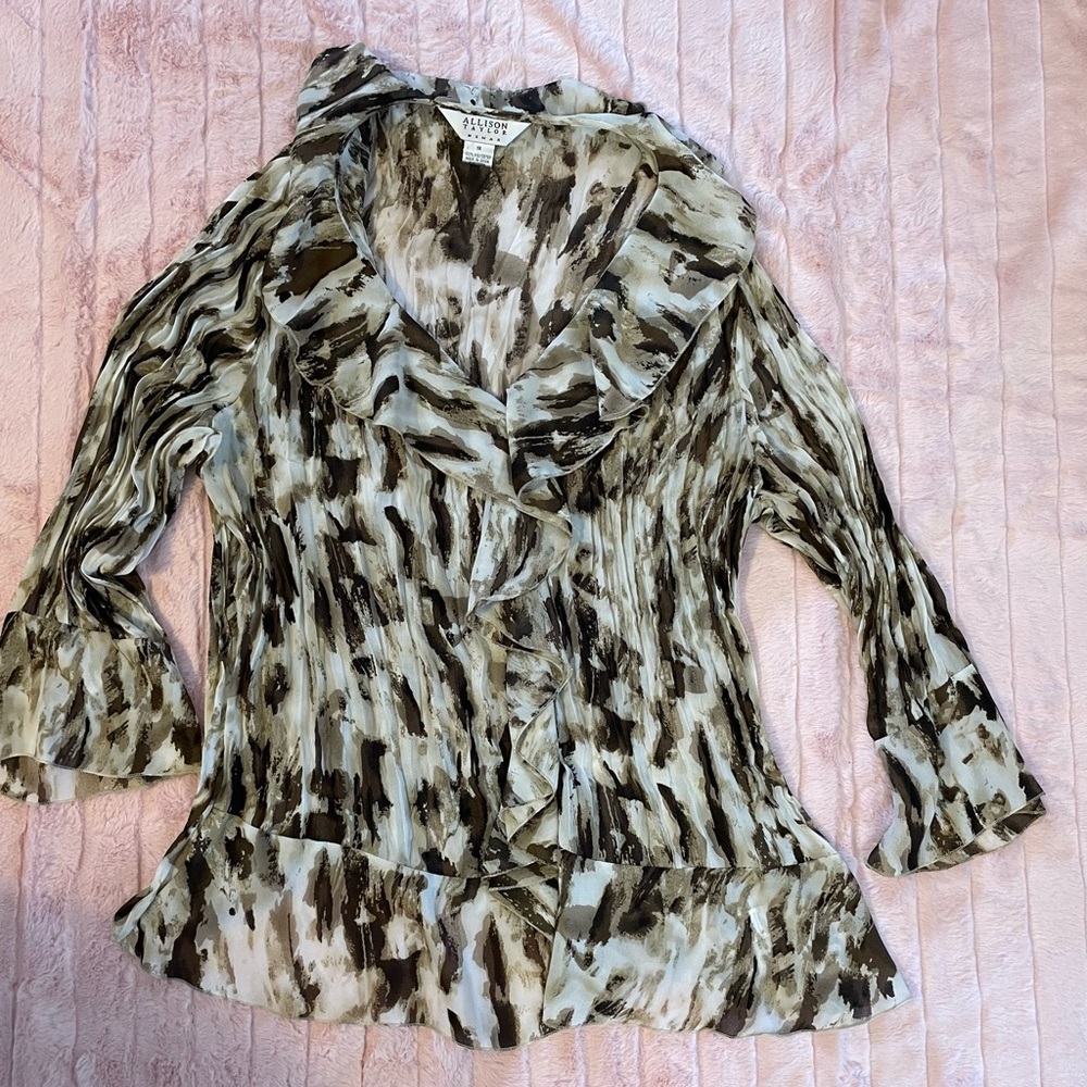 Allison Taylor Artistic Ruffle Blouse - Black and Cream